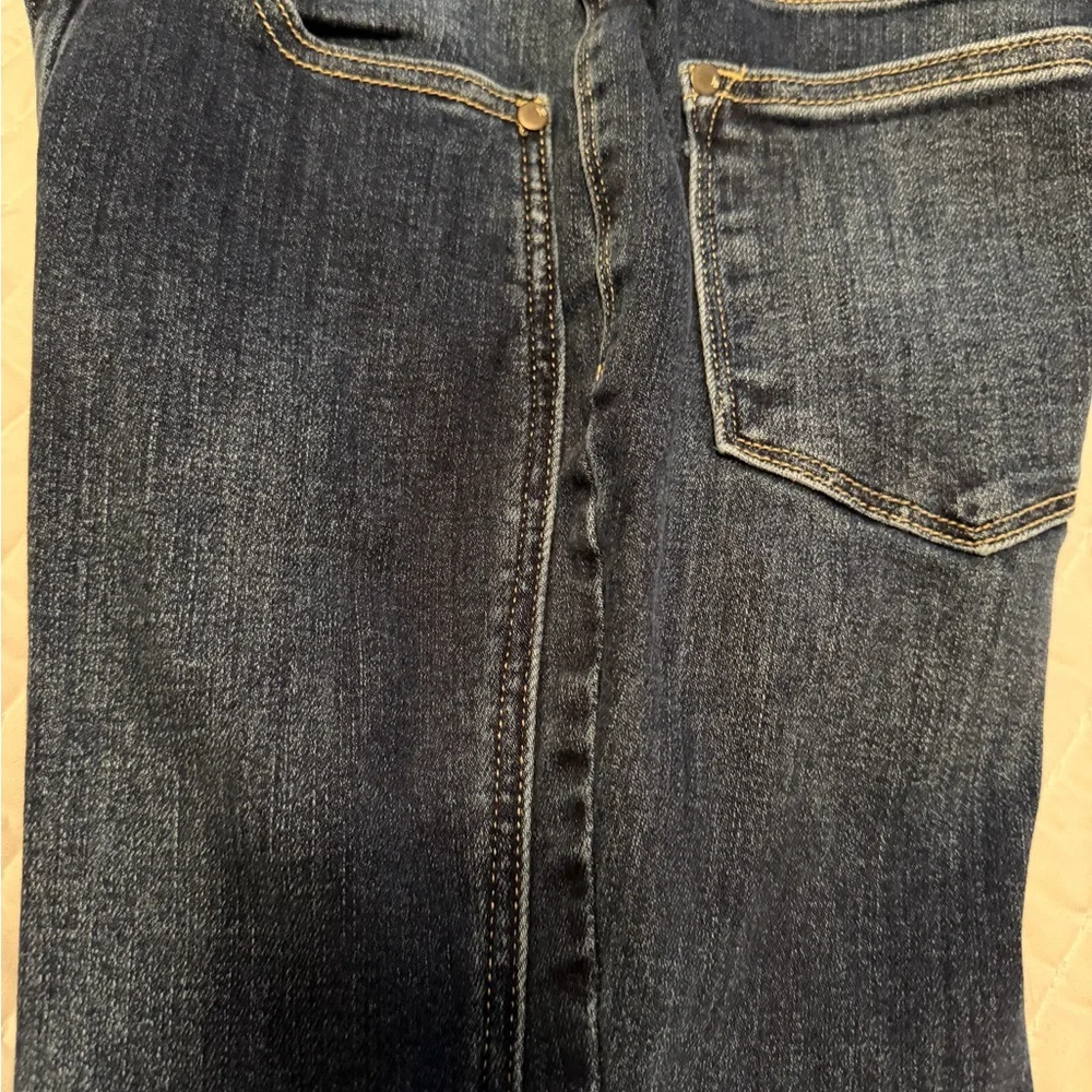 Judy Blue flare Leg Jeans trouser hem side seam dark wash - Picture 8 of 13